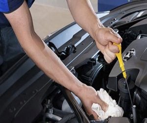 technician adding oil into the tank